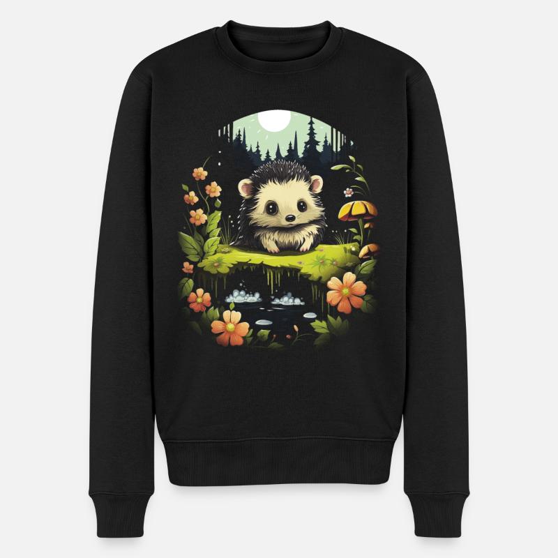 Kawaii paysage Animal hérisson - Pull Premium bio Homme - noir