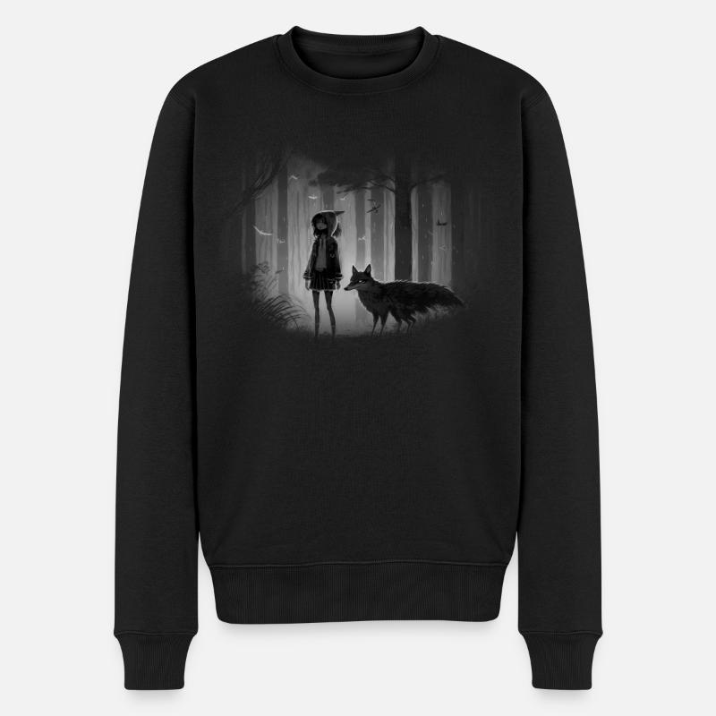 Wolf - Männer Premium Bio Pullover - Schwarz