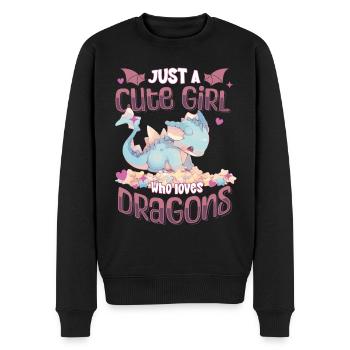 Just a cute Girl who loves Dragons - Kawaii Dragon - Men's Premium Organic Jumper - black - Front - Nico (187cm)