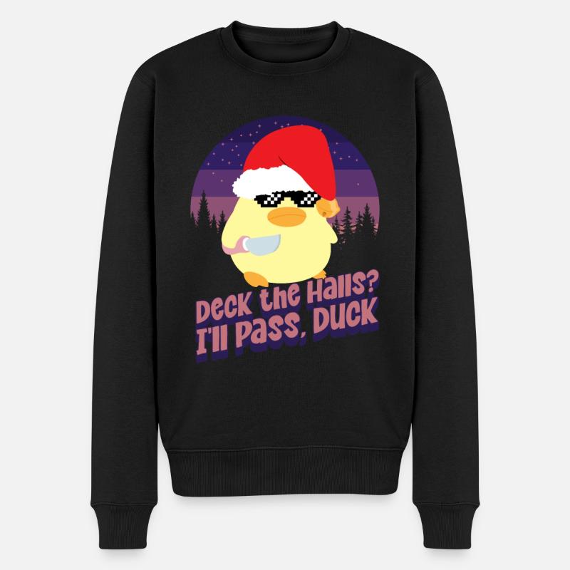 Deck the Halls - Ente mit Messer Duck with Knife - Männer Premium Bio Pullover - Schwarz