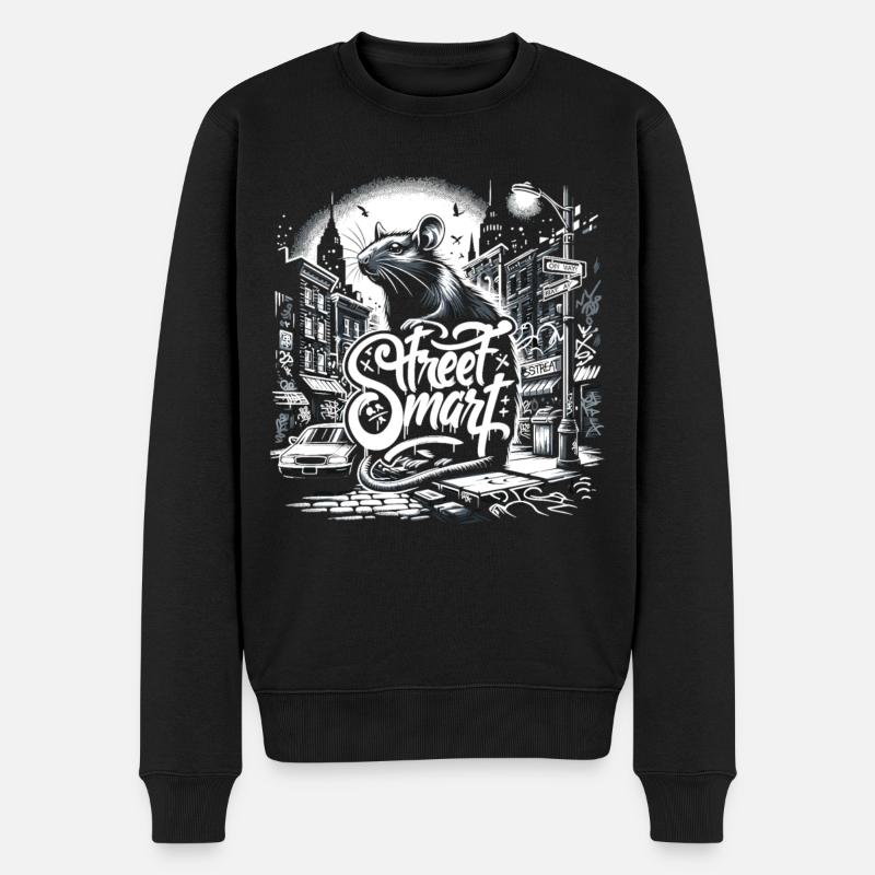 Ratte Straßenkunst - Männer Premium Bio Pullover - Schwarz