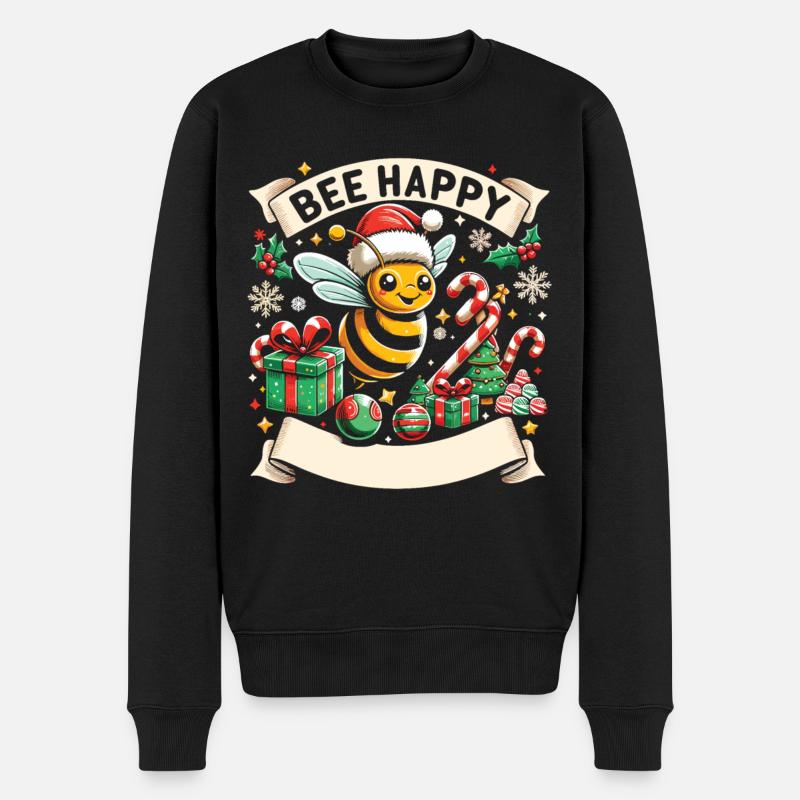 Abeille de Noël : joie festive - Pull Premium bio Homme - noir