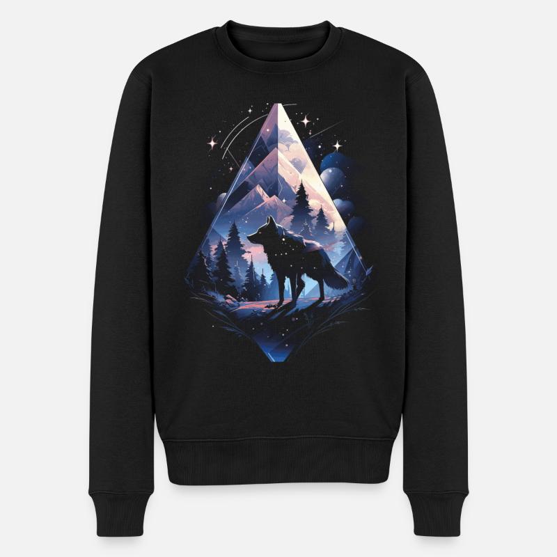 Majestätischer Wolf Wölfe - Männer Premium Bio Pullover - Schwarz