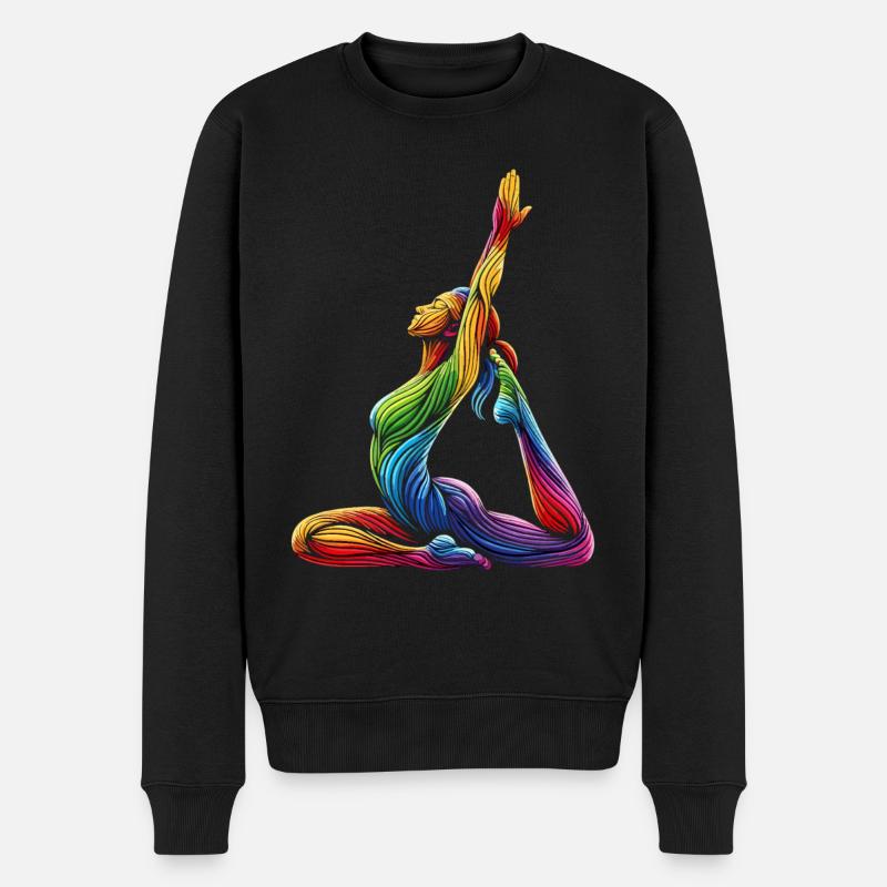 Yoga Regenbogen - Männer Premium Bio Pullover - Schwarz