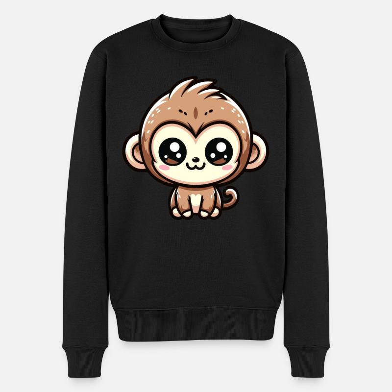 Kawaii Monkey Bébé Singe - Pull Premium bio Homme - noir