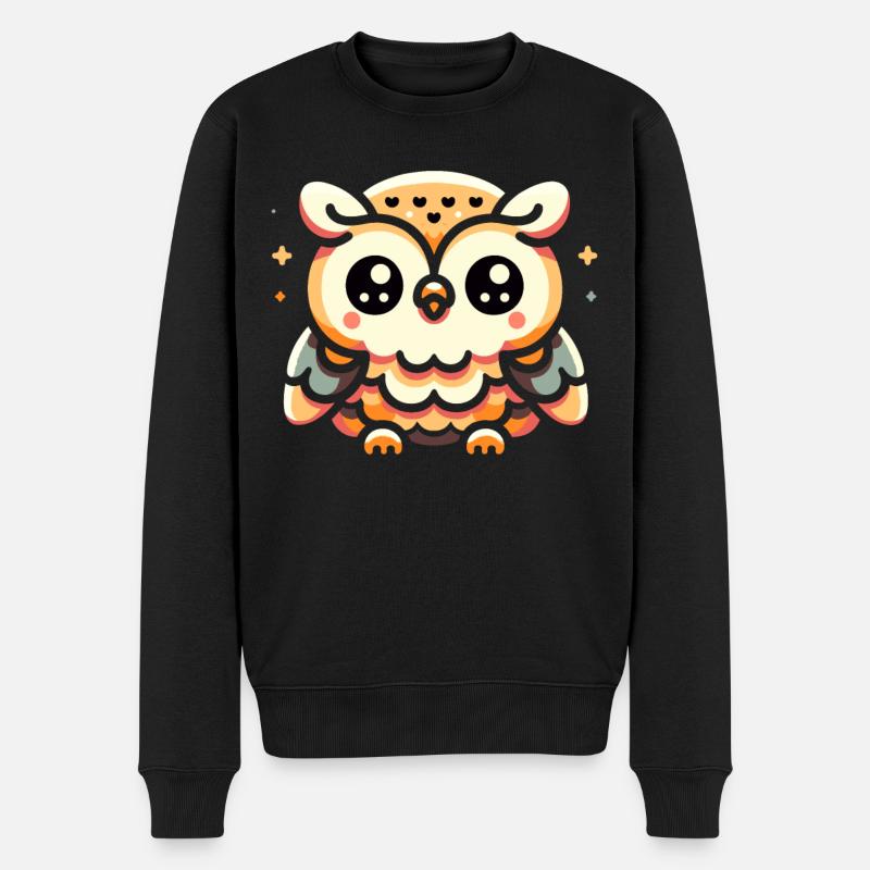 Eule - Männer Premium Bio Pullover - Schwarz