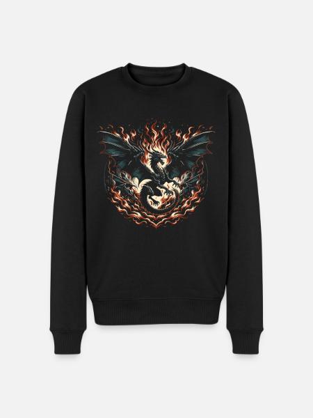 Feuerdrache des Dunklen Sturms - Männer Premium Bio Pullover - Schwarz