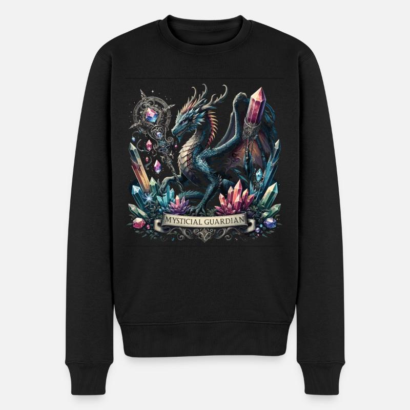 Mystischer Drachenhüter - Männer Premium Bio Pullover - Schwarz