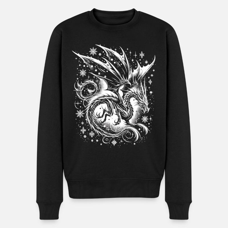 Gothic Eisdrache Mystik - Männer Premium Bio Pullover - Schwarz