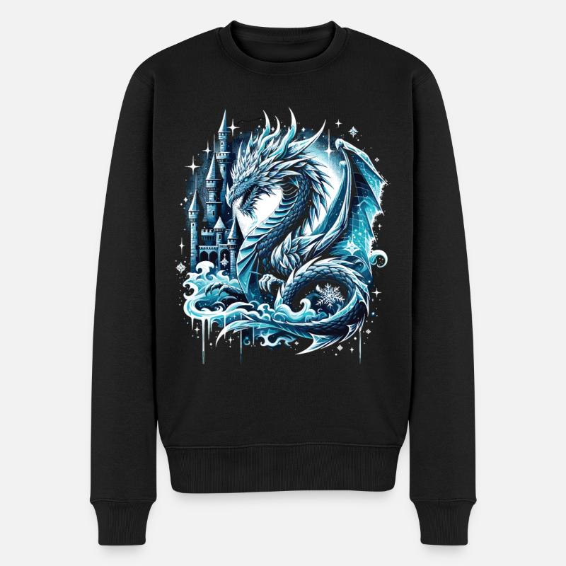 Frostiger Schattendrache Eisdrache - Männer Premium Bio Pullover - Schwarz