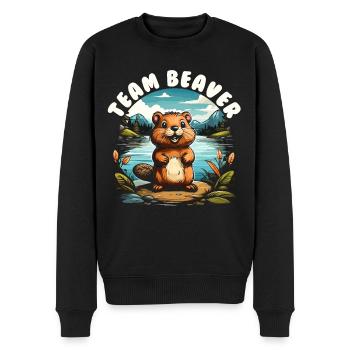 Team Beaver - Männer Premium Bio Pullover - Schwarz - Vorne - Nico (187cm)