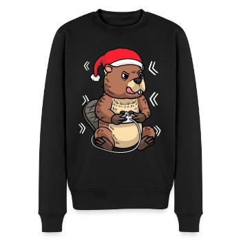 Beaver Noël Gamer Joueur de jeux vidéo Jeux - Pull Premium bio Homme - noir - Devant - Nico (187cm)
