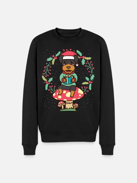 Deutsche Jagdterrier Hund Weihnachtskranz - Männer Premium Bio Pullover - Schwarz
