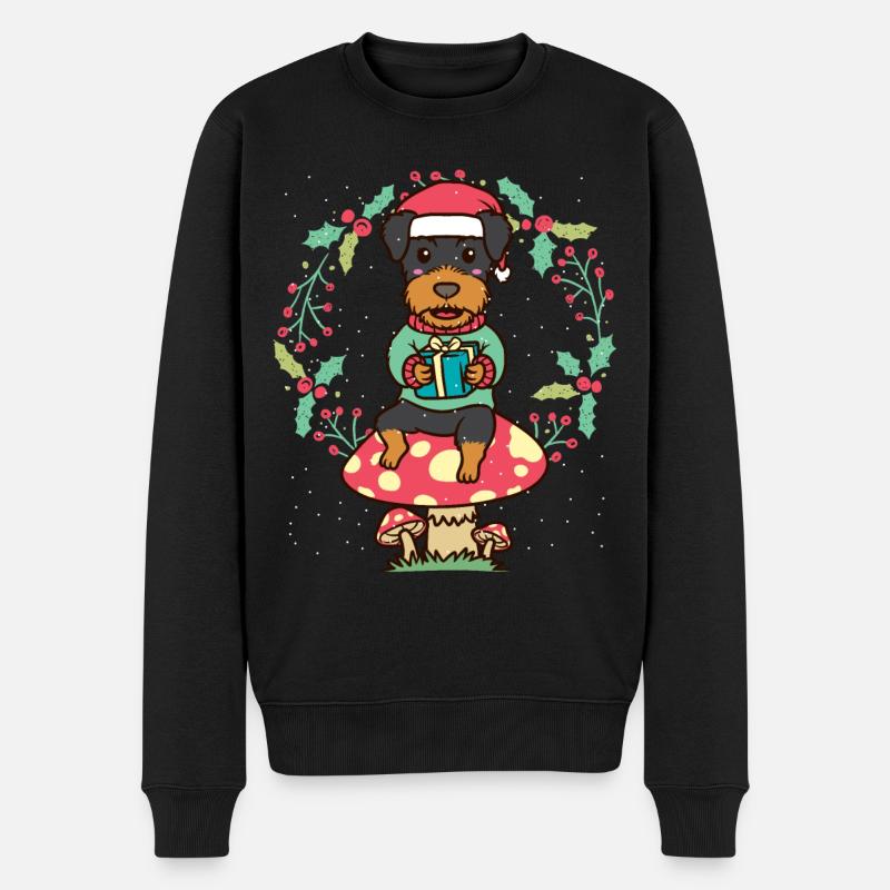 Deutsche Jagdterrier Hund Weihnachtskranz - Männer Premium Bio Pullover - Schwarz