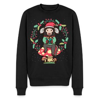 Singe ouistiti Singe à oreilles en brosse sur champignon - Pull Premium bio Homme - noir - Devant - Nico (187cm)