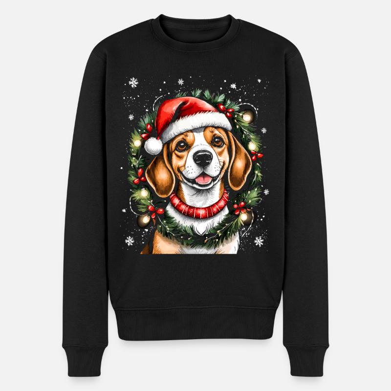 Beagle Porträt Weihnachten - Männer Premium Bio Pullover - Schwarz