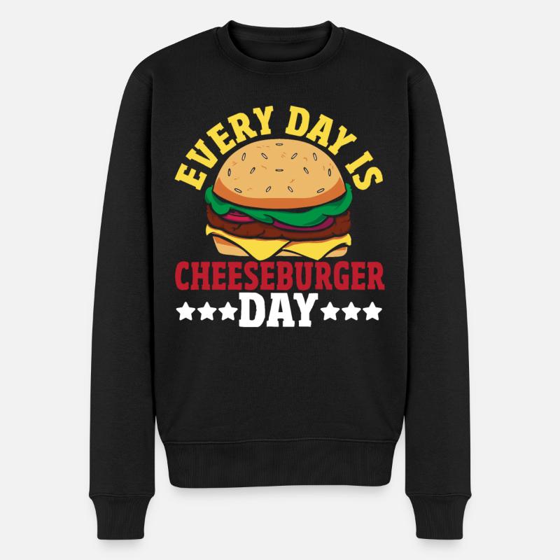 Hamburger Käse Cheeseburger Snacks Cheeseburger - Männer Premium Bio Pullover - Schwarz