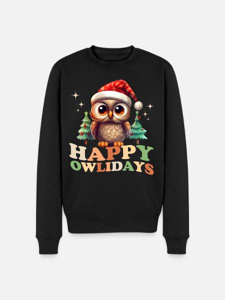 Happy Owlidays Owl Christmas - Men's Premium Organic Jumper - black