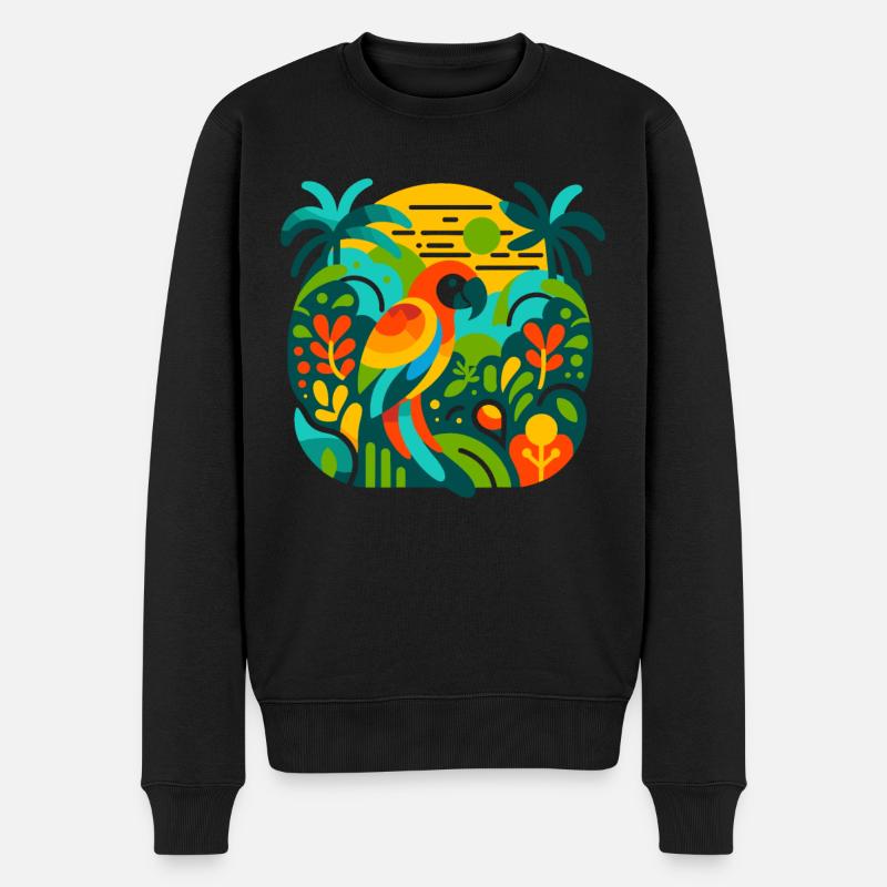 Exotische Papageien-Fantasie: Farben des Regenwaldes - Männer Premium Bio Pullover - Schwarz