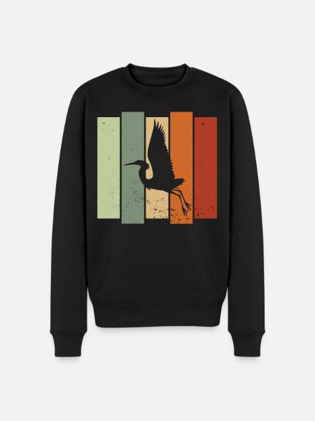 Heron Retro Birdwatching Bird Watcher - Pull Premium bio Homme - noir