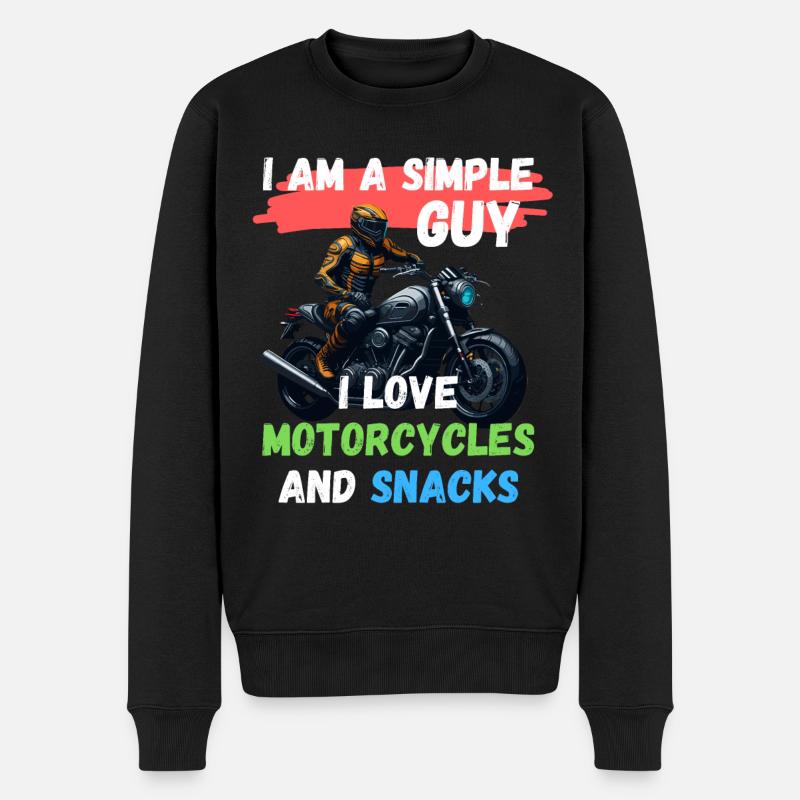 Ich bin ein einfacher Mann - ich liebe Motorräder - Männer Premium Bio Pullover - Schwarz