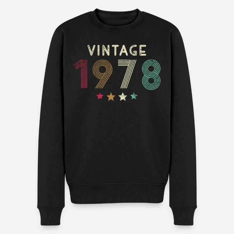 Vintage 1978 Geburtsjahr Retro Geburtstag Geschenk - Männer Premium Bio Pullover - Schwarz
