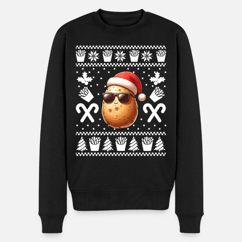 Drôle de pomme de terre Noël frites motif - Pull Premium bio Homme - noir