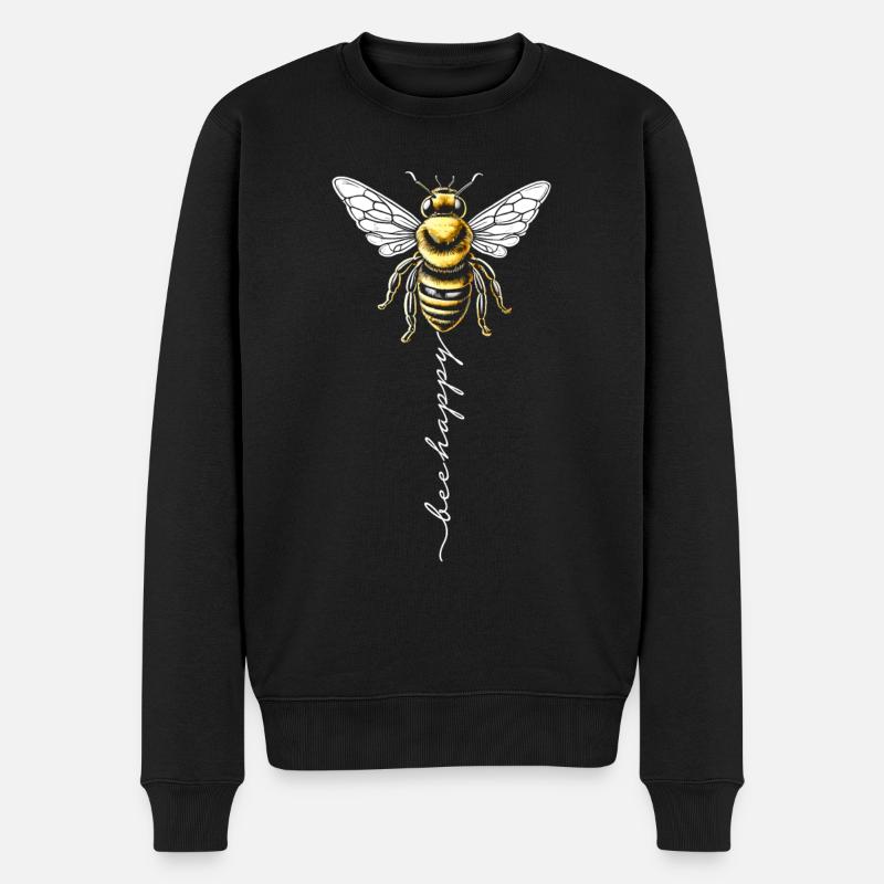 Bee Happy - Männer Premium Bio Pullover - Schwarz