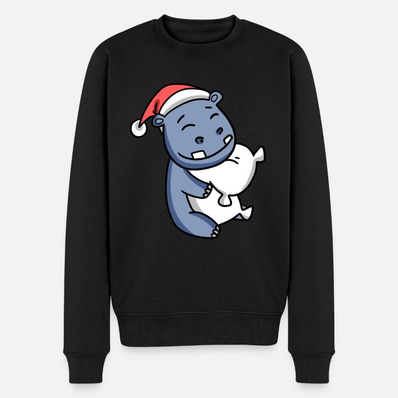 Hippopotame Mignon Fatigué Noël - Pull Premium bio Homme - noir