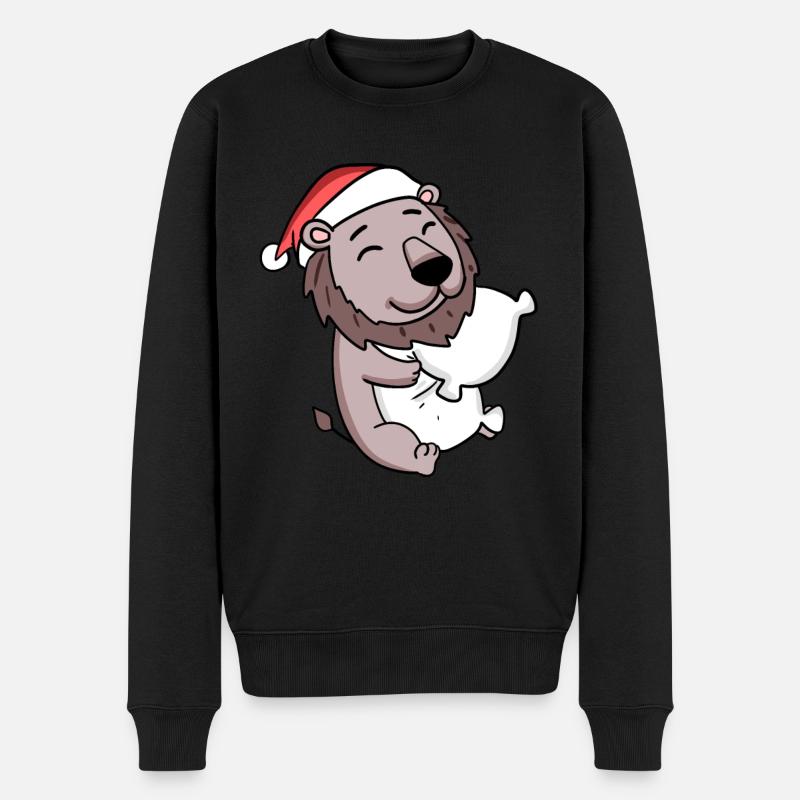 Lion Mignon Fatigué Noël - Pull Premium bio Homme - noir