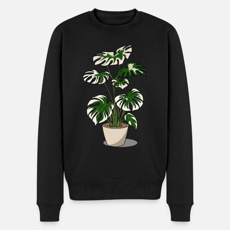 Variegated Monstera - Männer Premium Bio Pullover - Schwarz