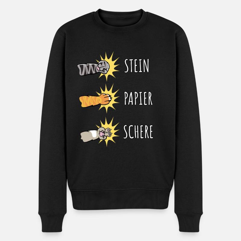 Pierre Papier Ciseaux Jeu Main Pattes de Chat - Pull Premium bio Homme - noir