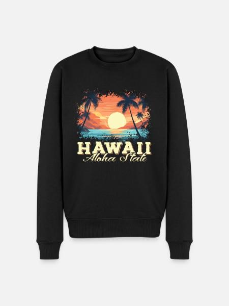 Anni '70 '80 Hawaiian Island Palm Beach - Grande - Maglione ecologico premium da uomo - nero