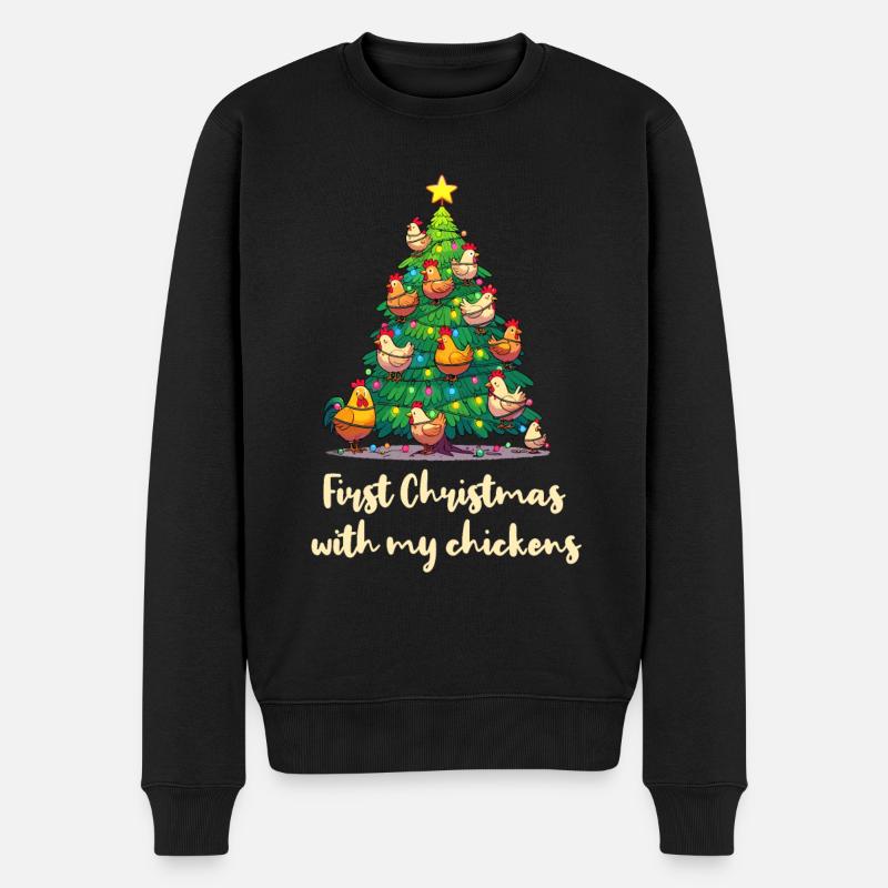 Noël avec les poules propriétaire de poules poulailler - Pull Premium bio Homme - noir