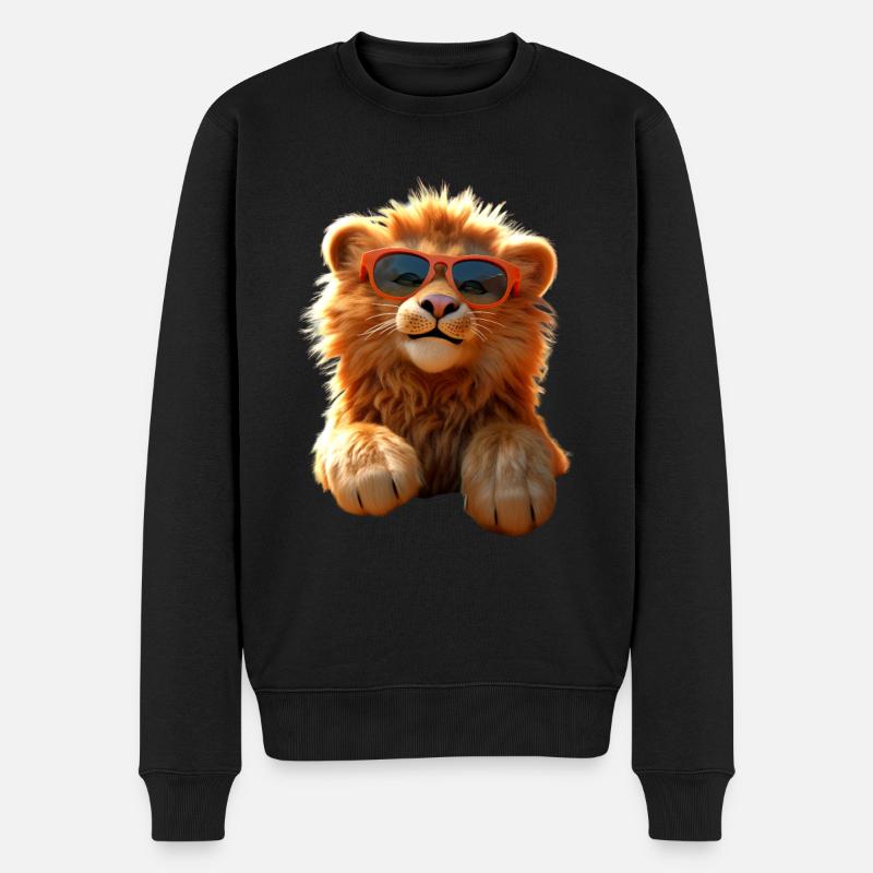 Löwe mit Sonnenbrille Wild Löwen Liebe Süßer Löwe - Männer Premium Bio Pullover - Schwarz