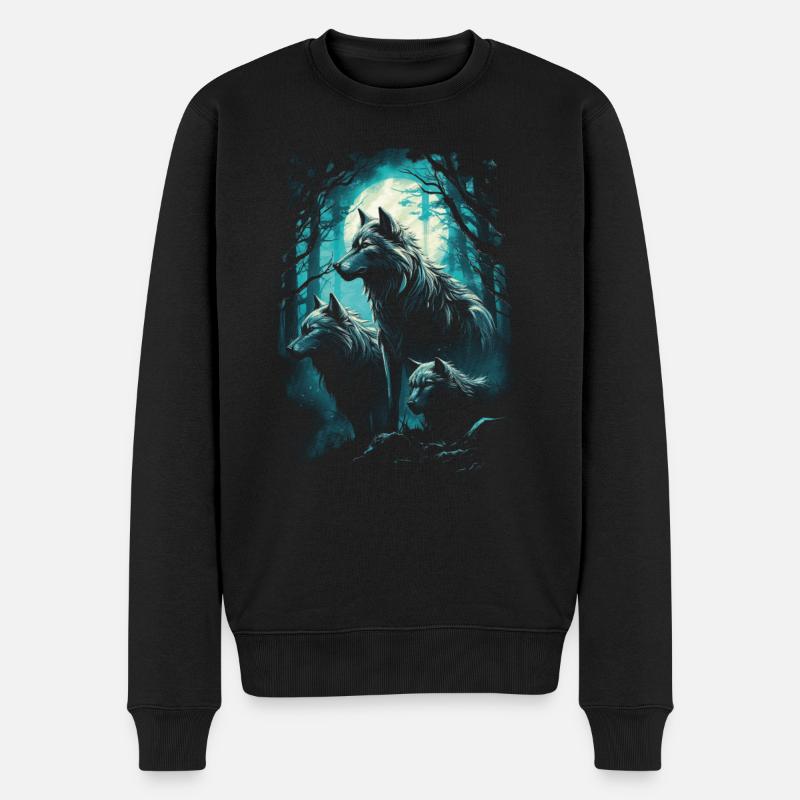 Fantasy Wolf Magic Pack Mysterious - Men's Premium Organic Jumper - black