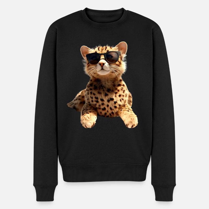 Gepard Sonnenbrille Cheetah Katzen Süße Geparden - Männer Premium Bio Pullover - Schwarz