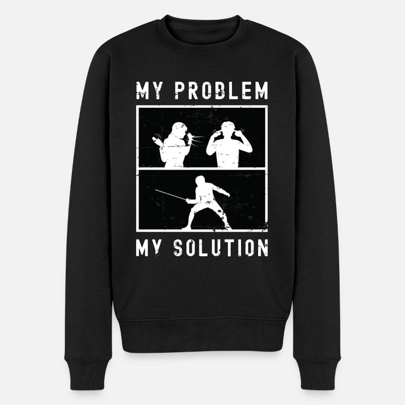 Fencer My Problem My Solution Pictogram Dad Mom - Männer Premium Bio Pullover - Schwarz