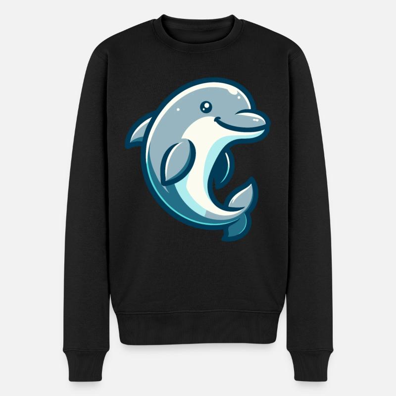 Delphin-Figur - Männer Premium Bio Pullover - Schwarz