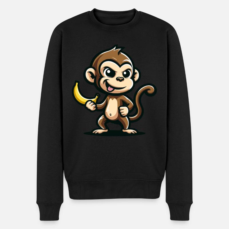 Singe à la banane effronté - Pull Premium bio Homme - noir