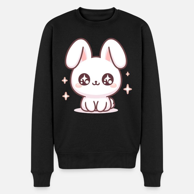 Kaninchen Bubble Tea Kawaii - Männer Premium Bio Pullover - Schwarz