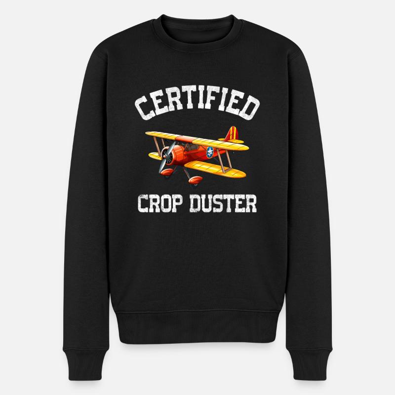 certified crop duster - Männer Premium Bio Pullover - Schwarz