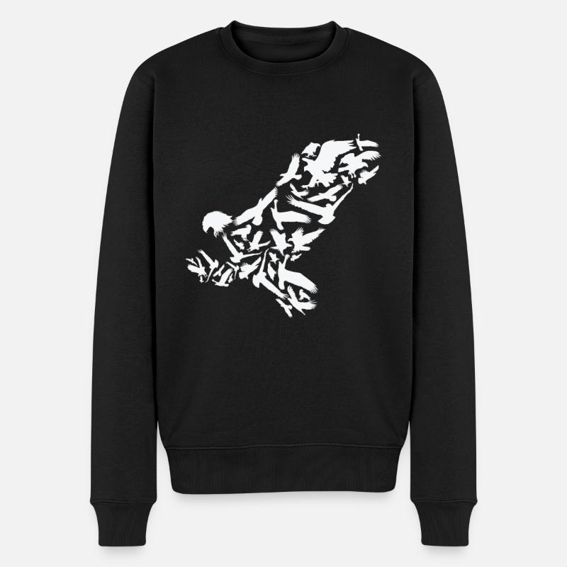 Adler Raubvogel Adler Silhouette - Männer Premium Bio Pullover - Schwarz