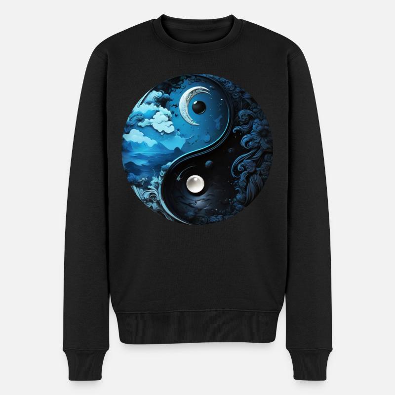 Lune Yin Yang - Pull Premium bio Homme - noir