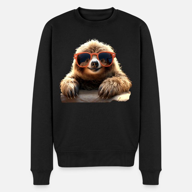Faultier Morgenmuffel Faulenzer Süße Faultiere - Männer Premium Bio Pullover - Schwarz