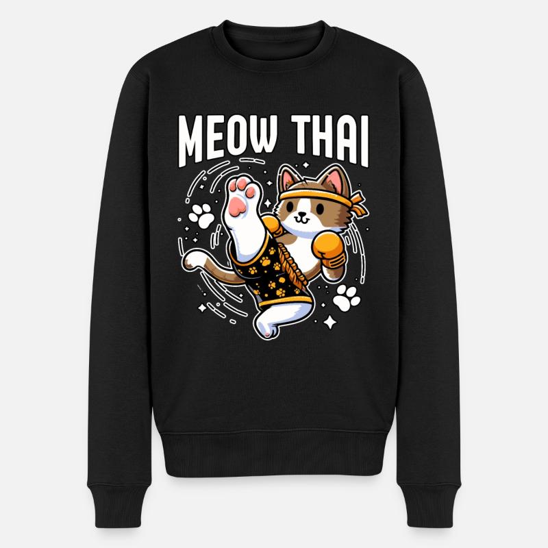 Miau Thai Katze - Männer Premium Bio Pullover - Schwarz