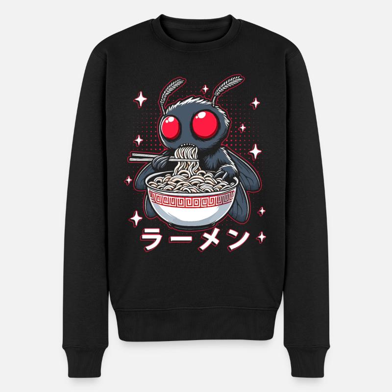 Mothman Ramen Nudeln - Männer Premium Bio Pullover - Schwarz