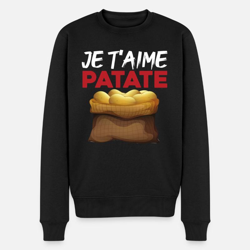 Saint Valentin Anniversaire Je T'aime Patate Drôle - Pull Premium bio Homme - noir