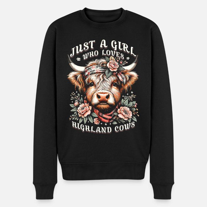 Just A Girl Who Loves Highland Cows - Männer Premium Bio Pullover - Schwarz