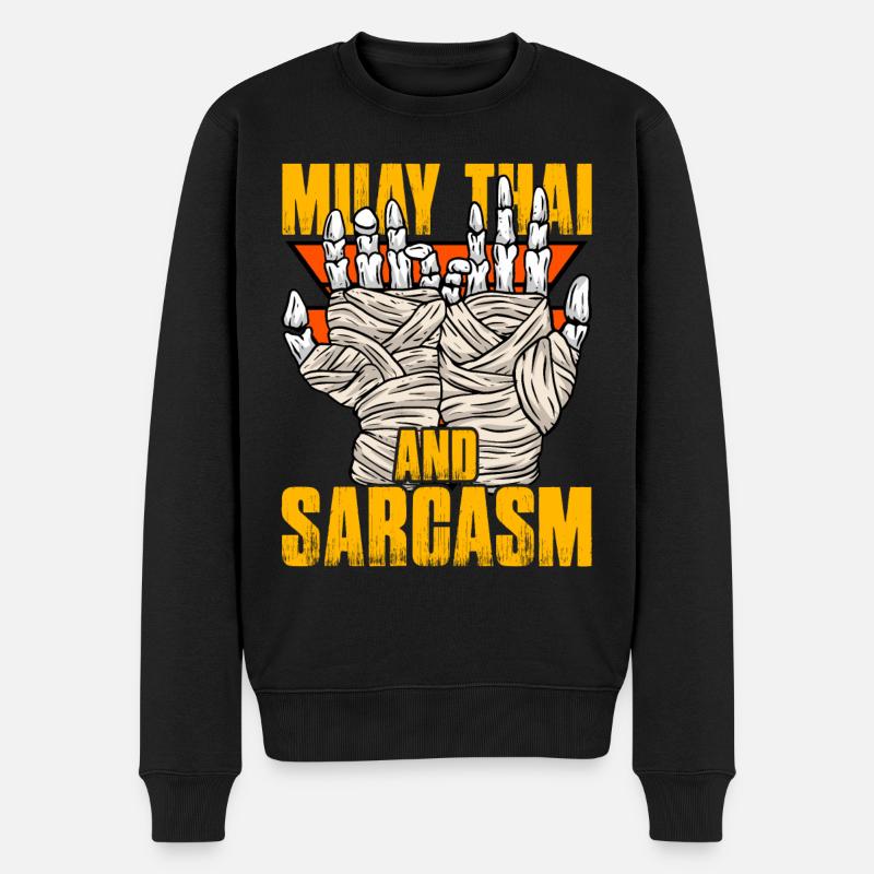 Muay Thai et sarcasme - Pull Premium bio Homme - noir